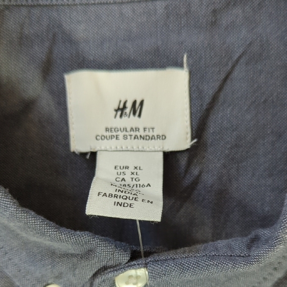 NEW H&M Blue Casual Button Down Shirt with Long Sleeves - Picture 2 of 11